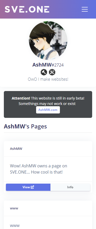 SVE.ONE Profile Page (Mobile View)