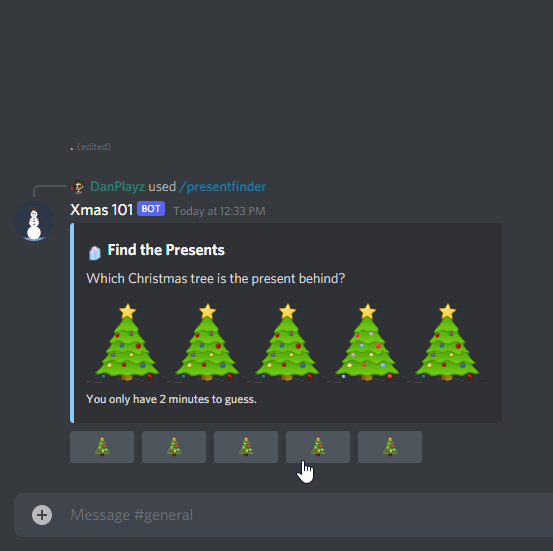 There's a present hidden behind a tree, find it!